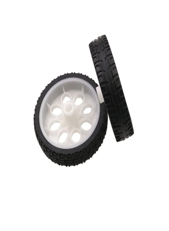 Treedix إطارات عجلات سيارات Treedix المطاطية مقاس 65 مم، 4 قطع، باللونين الأبيض والأسود، مناسبة لسيارات التحكم عن بعد ونماذج الروبوتات التي تصنعها بنفسك، بالإضافة إلى ملحقات نماذج الروبوتات التي تصنعها بنفسك. - Image 5